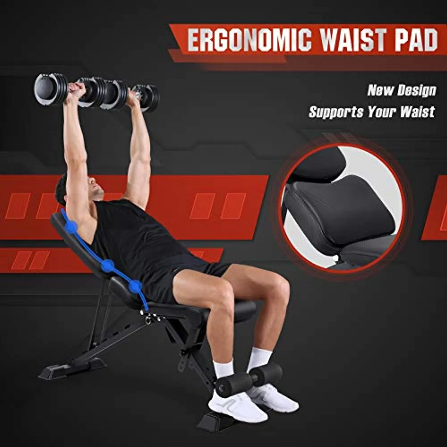 FLYBIRD Adjustable Bench,Utility Weight Bench for Full Body Workout- Multi-Purpose Foldable incline/decline Bench
