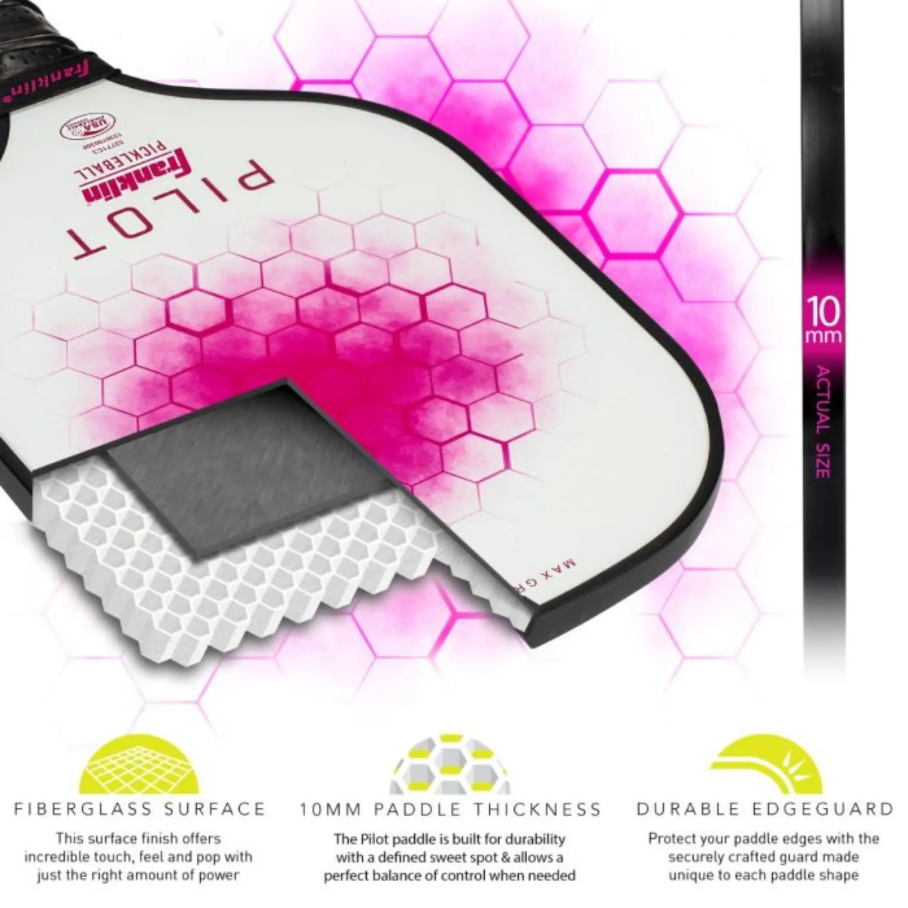 Franklin Pilot Series Fibreglass Pickleball Paddle with Maxgrit