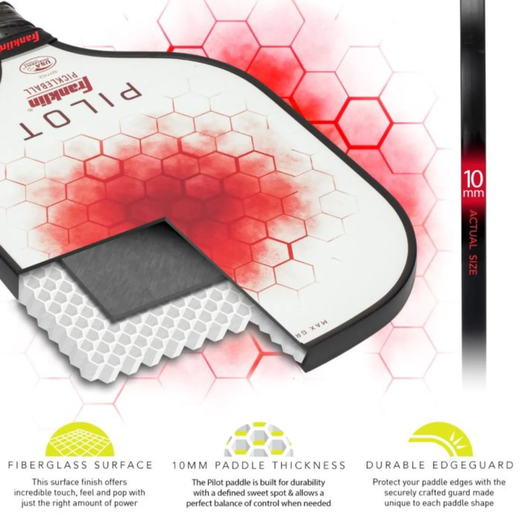 Franklin Pilot Series Fibreglass Pickleball Paddle with Maxgrit