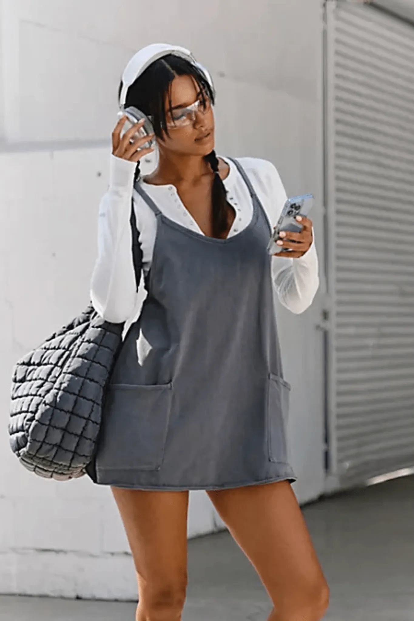 Free People: Hot Shot Mini Dress in Gunmetal
