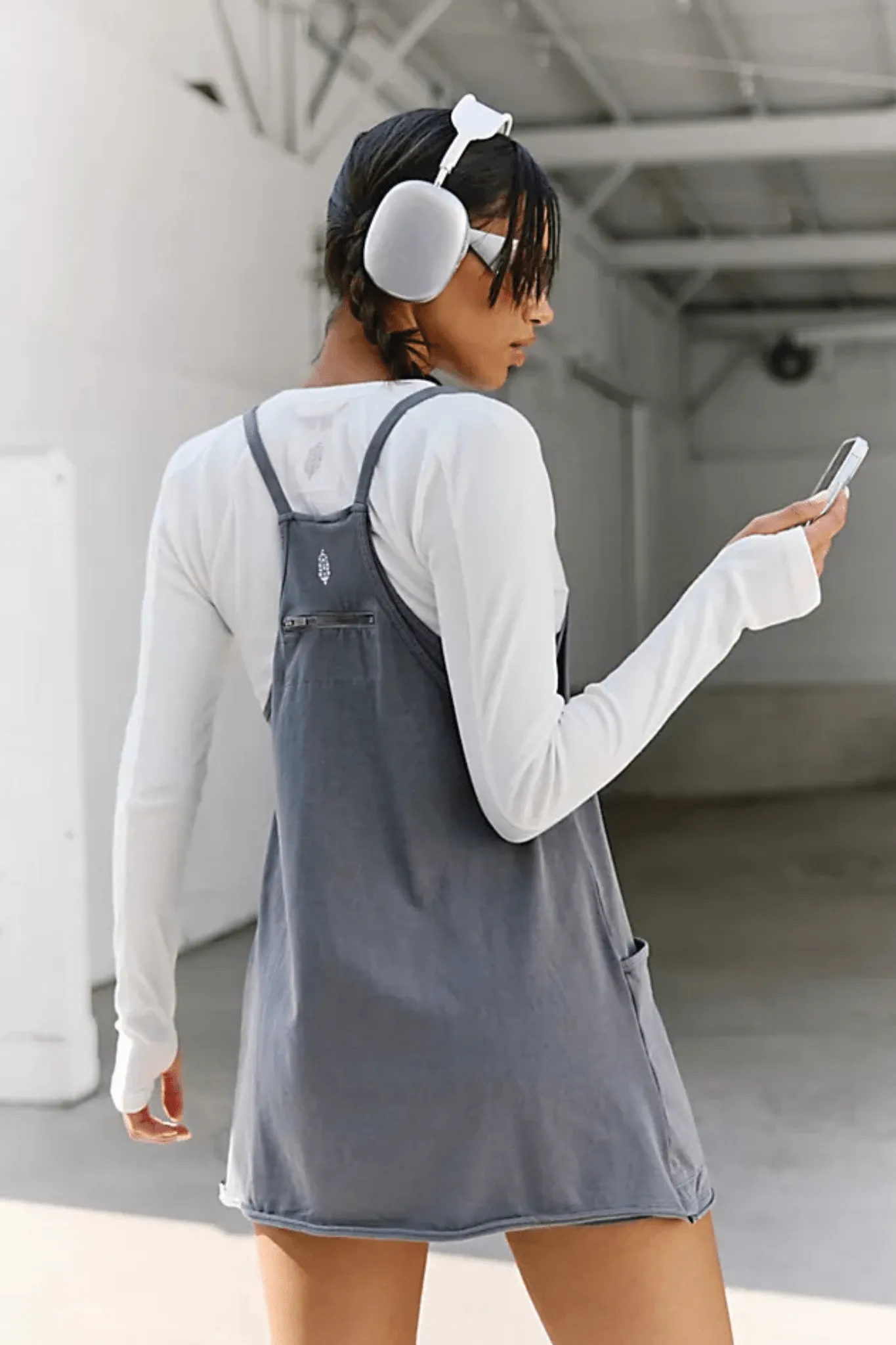 Free People: Hot Shot Mini Dress in Gunmetal