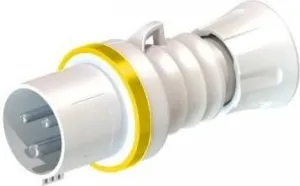 Gewiss GW60001H Low Voltage Screw Wiring Straight Plug, High Performance, IP44/IP54, 4 Reference, 2P E Pole, 100V-130V, 16 A, 50 Hz/60 Hz, Yellow