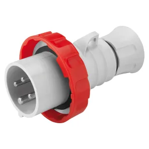 Gewiss GW60030H Low Voltage Screw Wiring Straight Plug, High Performance, IP66/IP67/IP68/IP69, 6 Reference, 3P E Pole, 380V-415V, 16 A, 50 Hz/60 Hz, Red