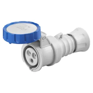 Gewiss GW62037H Low Voltage Screw Wiring Straight Connector, High Performance, IP66/IP67/IP68/IP69, 6 Reference, 2P E Pole, 200V-250V, 32 A, 50 Hz/60 Hz, Blue
