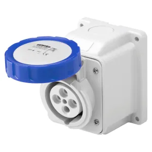 Gewiss GW62426 Low Voltage Screw Wiring 10 Degree Angled Surface-Mounting Socket-Outlet, IP67, 6 Reference, 2P E Pole, 200V-250V, 16 A, 50 Hz/60 Hz, Blue