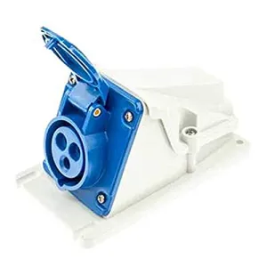 Gewiss GW62488 Low Voltage Screw Wiring 90 Degree Angled Surface-Mounting Socket-Outlet, IP44, 6 Reference, 2P E Pole, 200V-250V, 32 A, 50 Hz/60 Hz, Blue