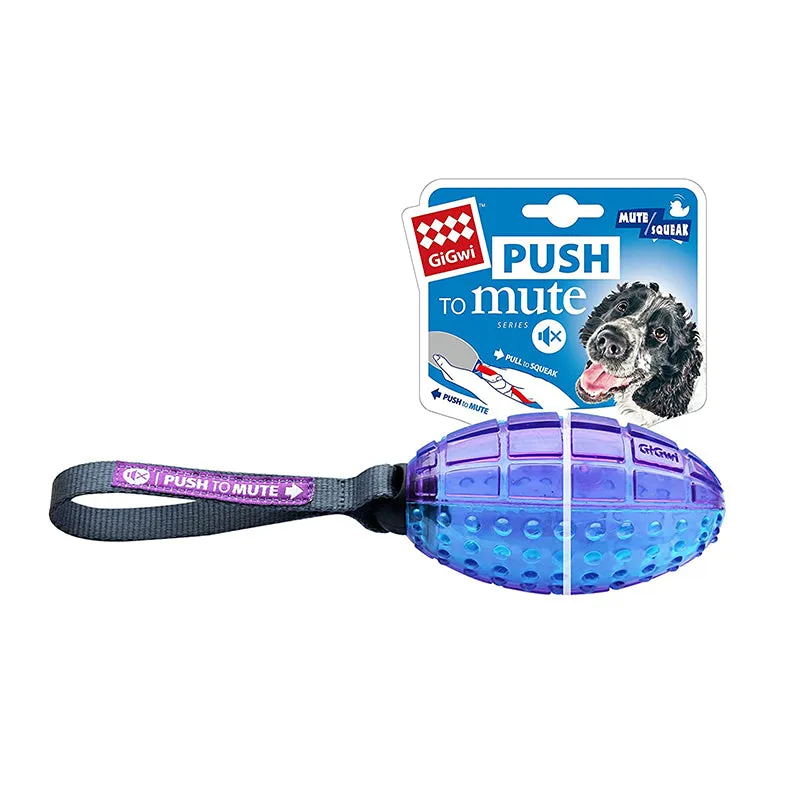 GiGwi Rugby Ball Push To Mute Dog Toy, Transparent, Purple/Blue