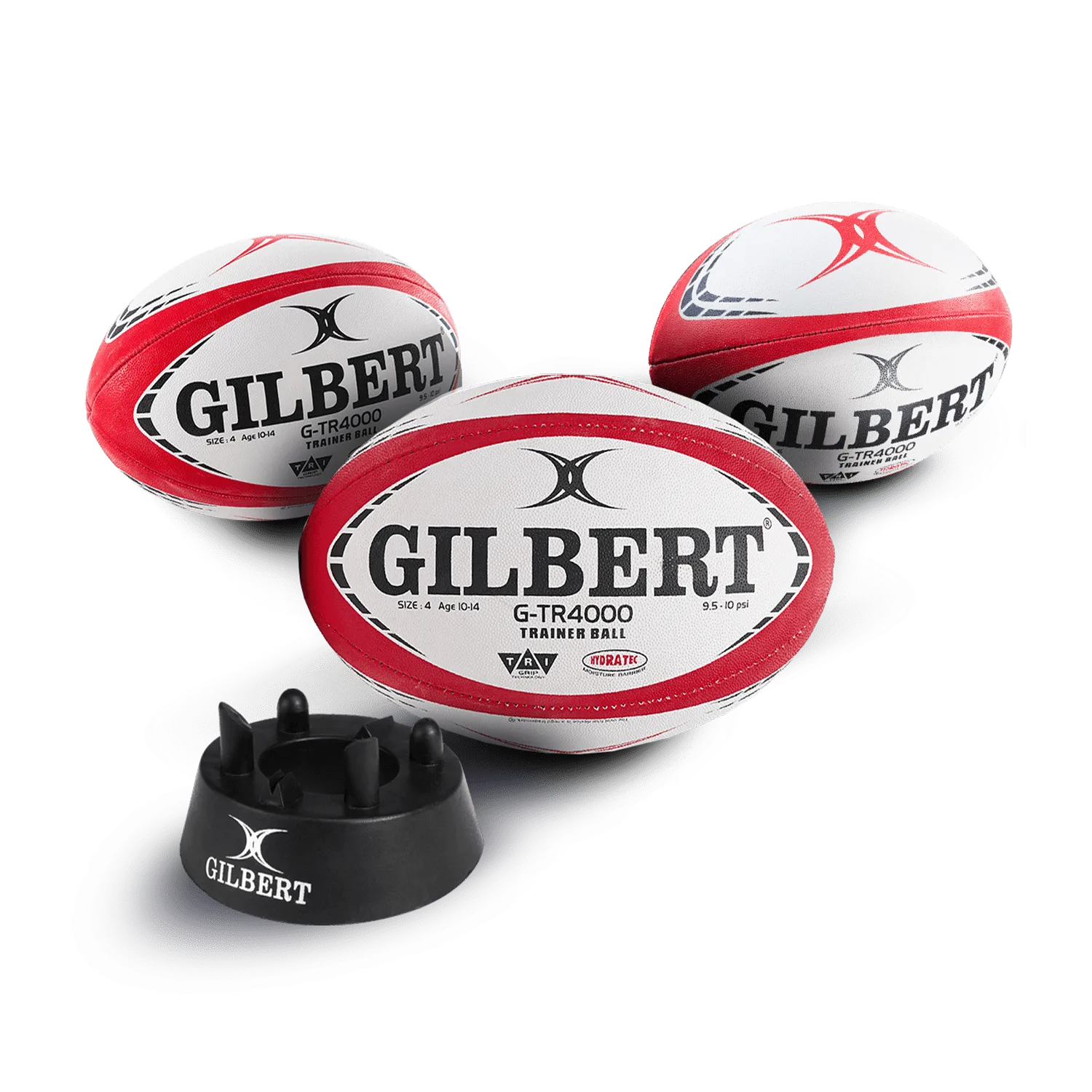 Gilbert G-TR4000 Red Training Ball Set: 3 Size 5 Balls   Kicking Tee