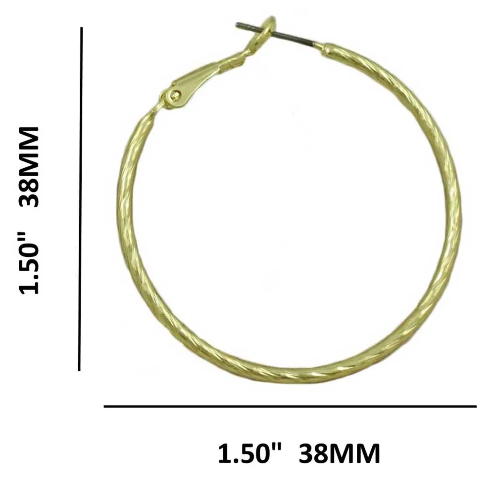 Gold Medium 1.50" Hoop Lightweight Pierced Earring - MEC210G