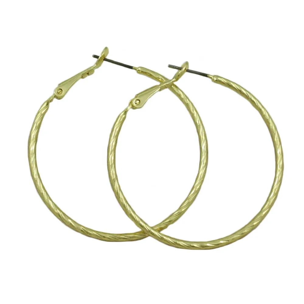 Gold Medium 1.50" Hoop Lightweight Pierced Earring - MEC210G