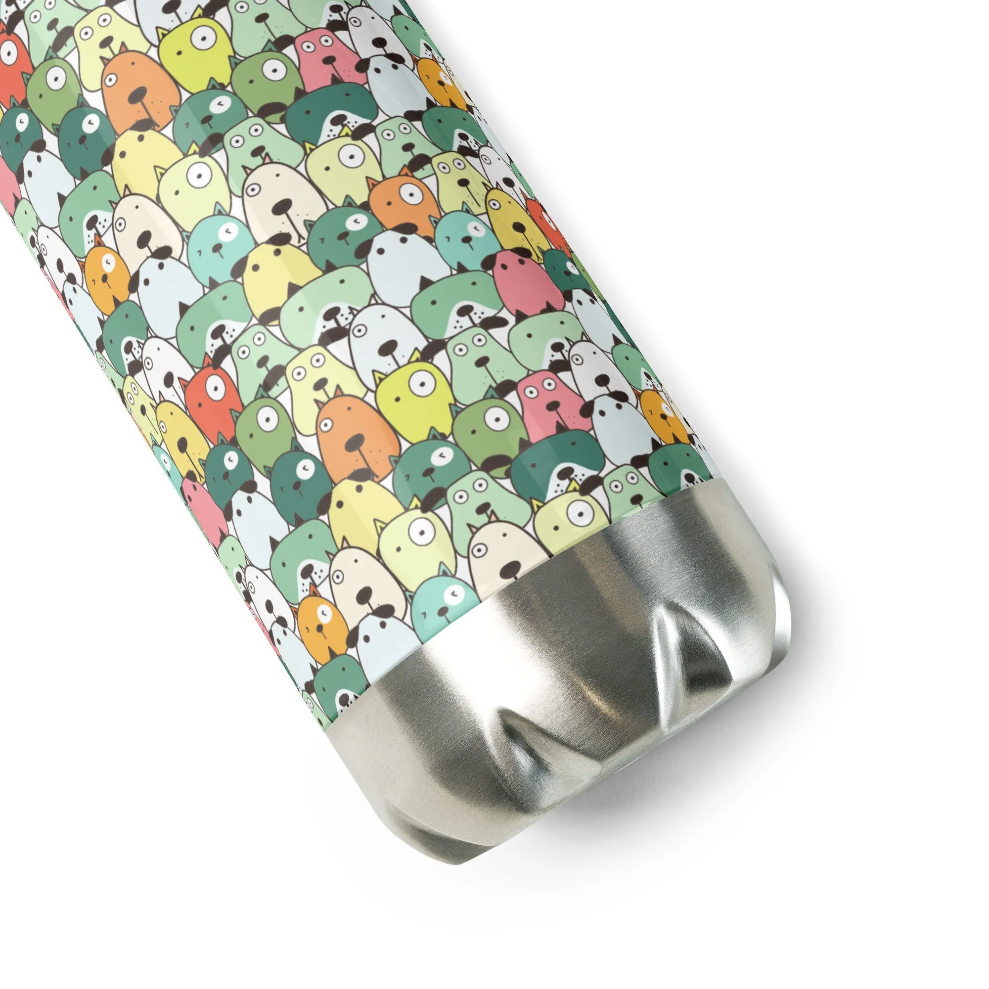 Green Cartoon Dogs Water Bottle
