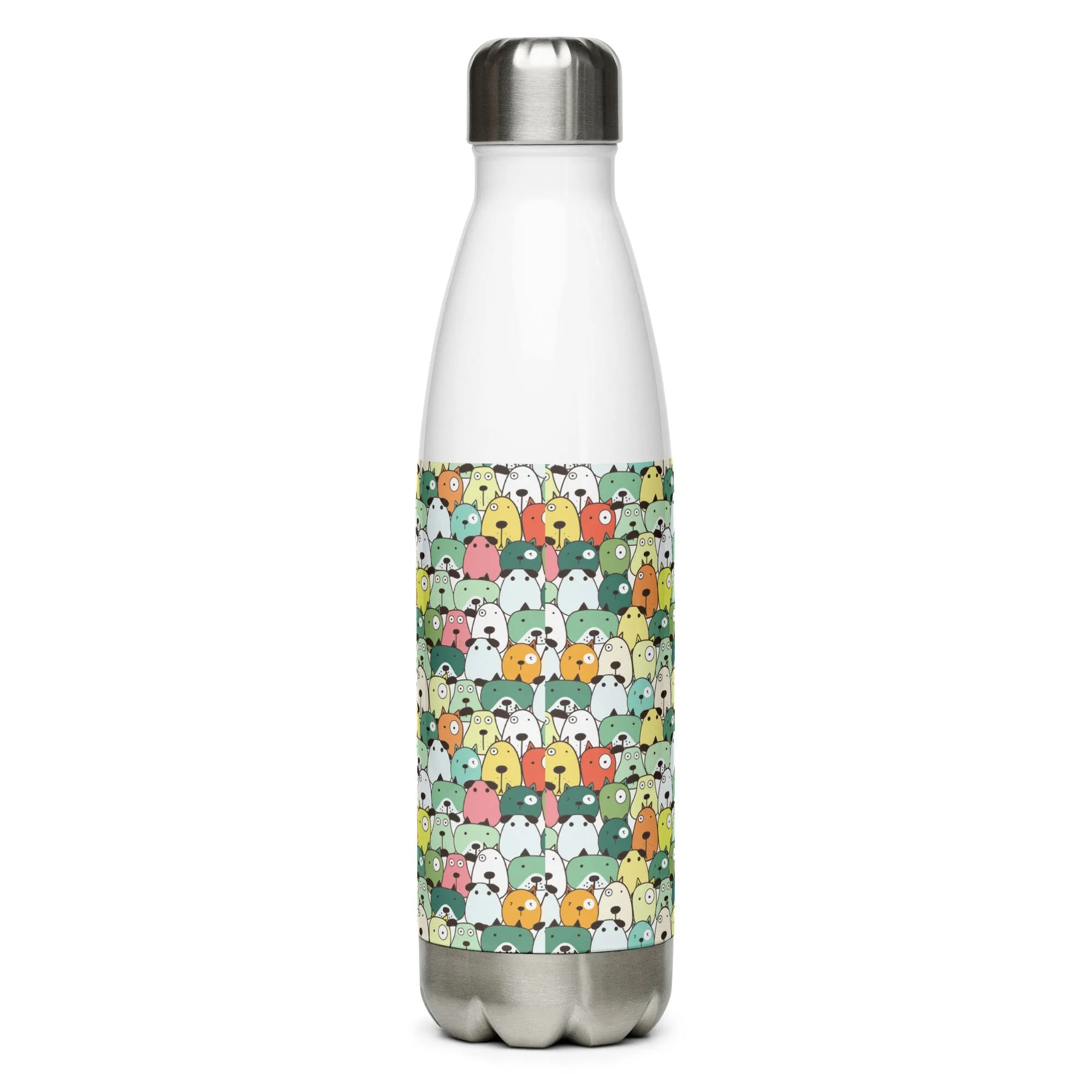 Green Cartoon Dogs Water Bottle