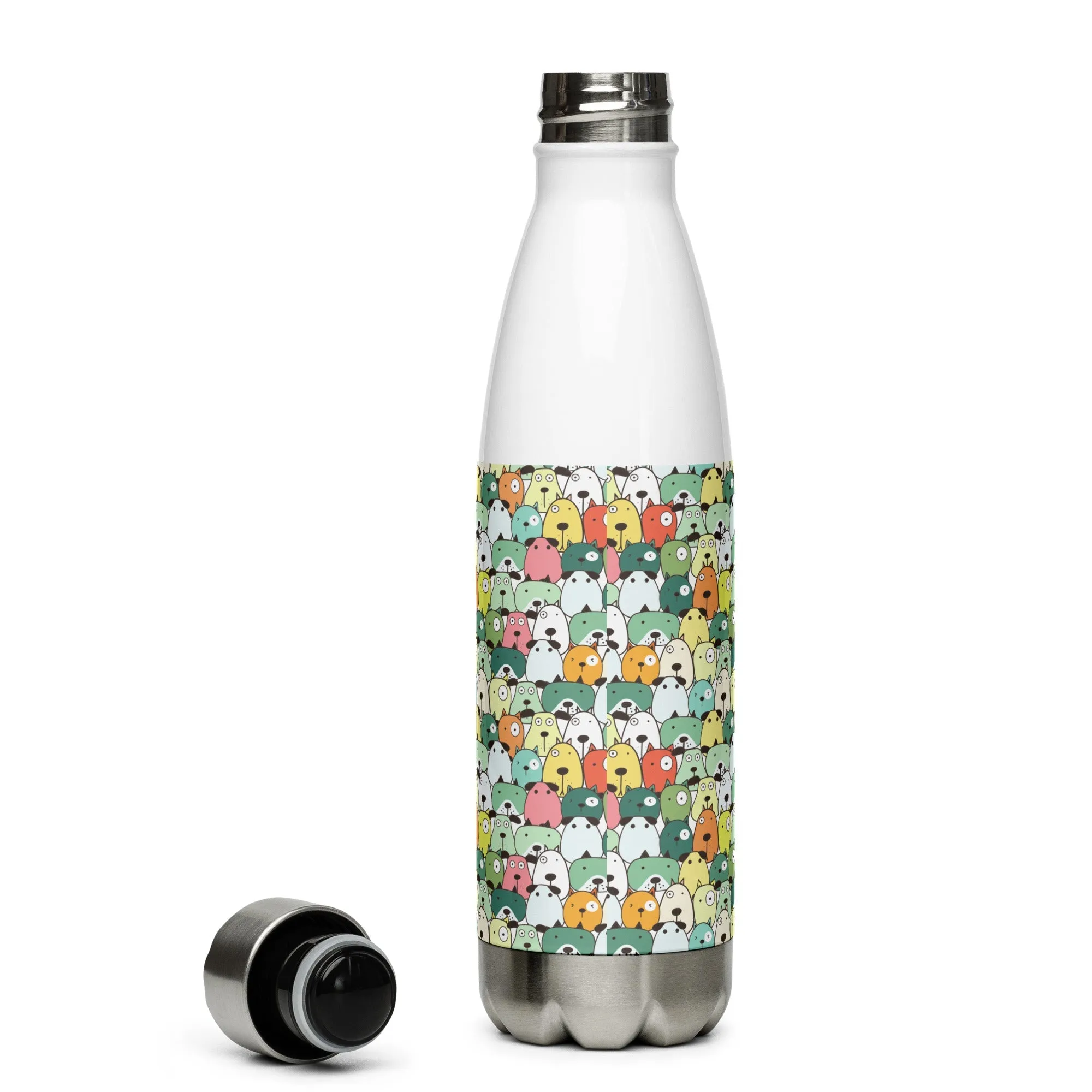 Green Cartoon Dogs Water Bottle