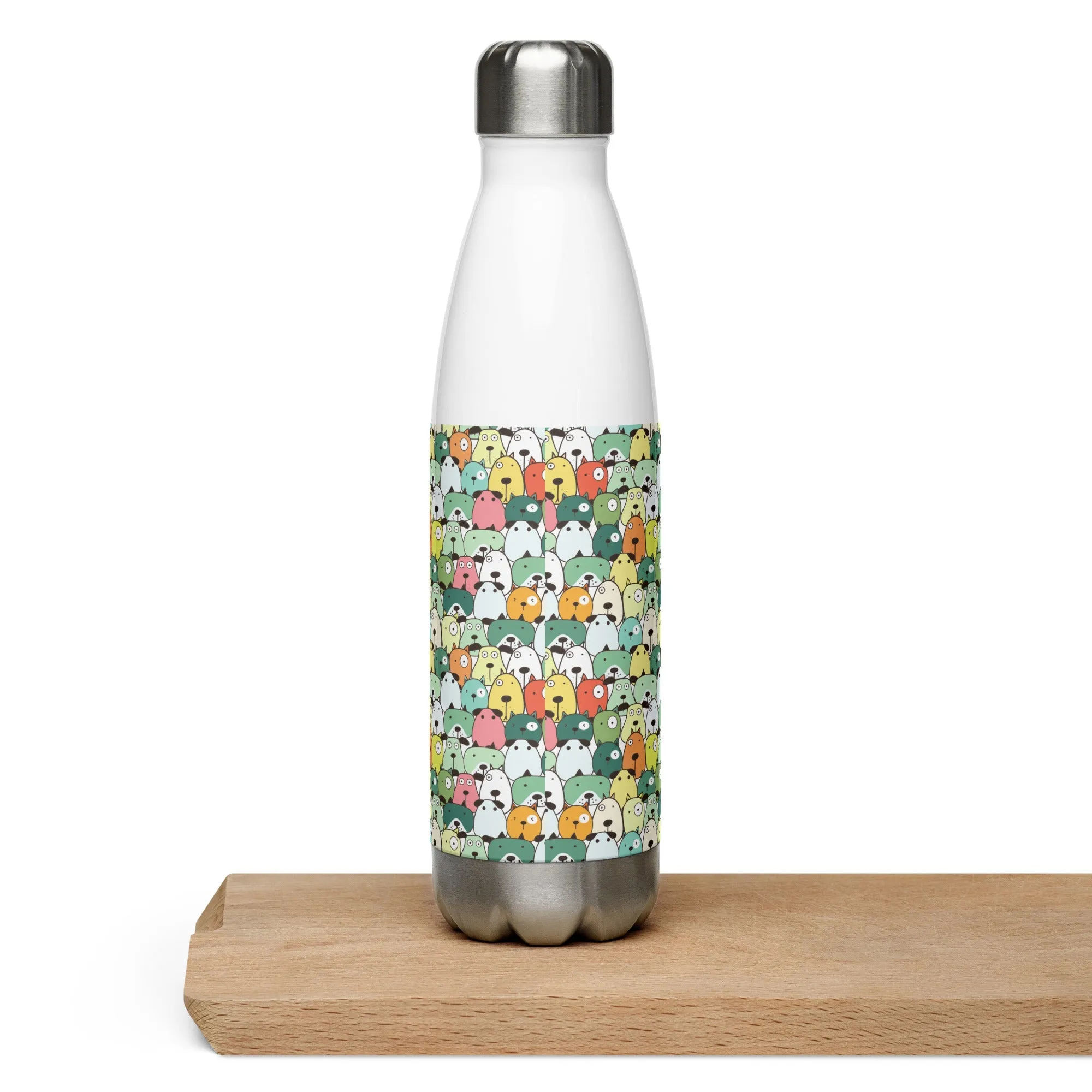 Green Cartoon Dogs Water Bottle