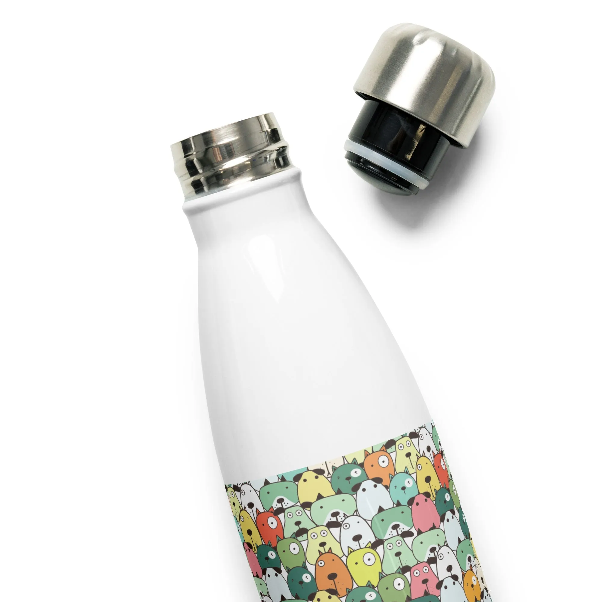 Green Cartoon Dogs Water Bottle