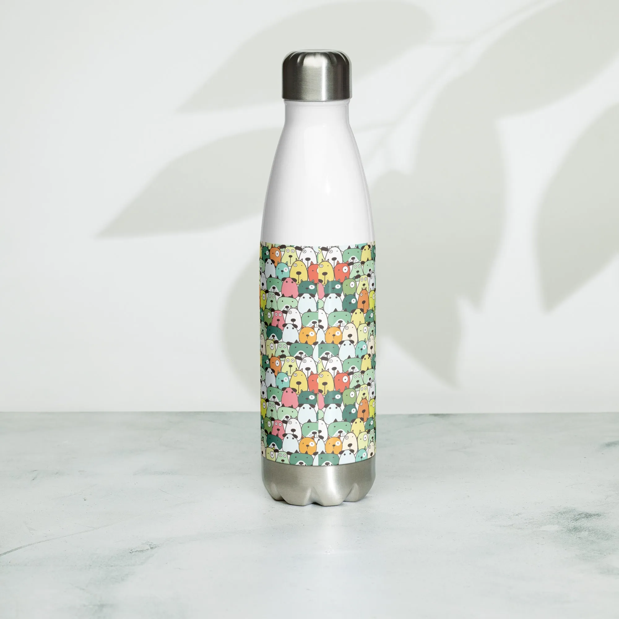 Green Cartoon Dogs Water Bottle