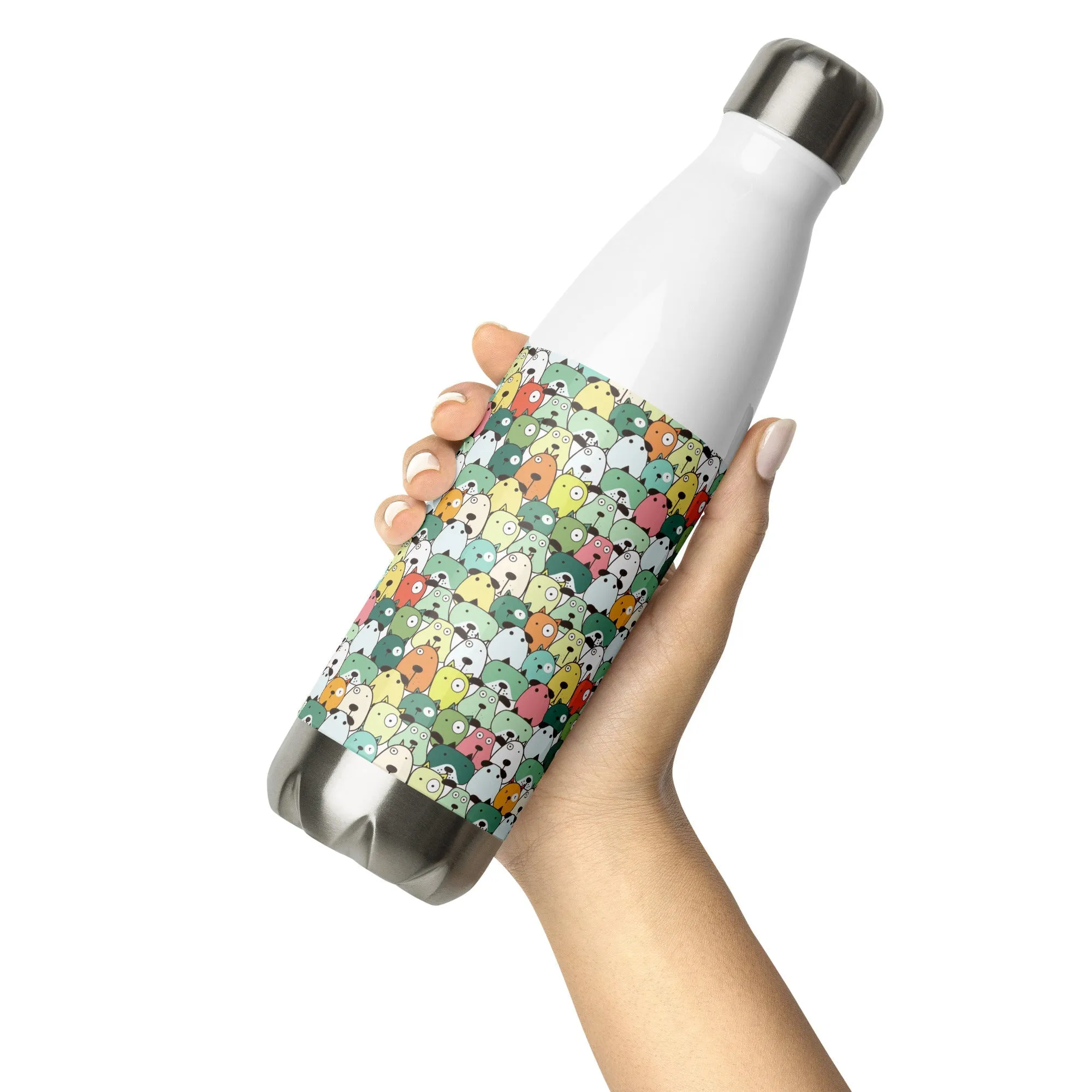 Green Cartoon Dogs Water Bottle