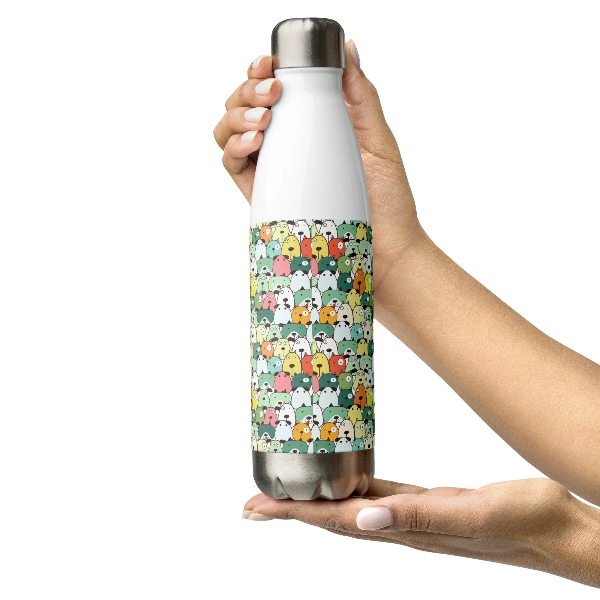 Green Cartoon Dogs Water Bottle
