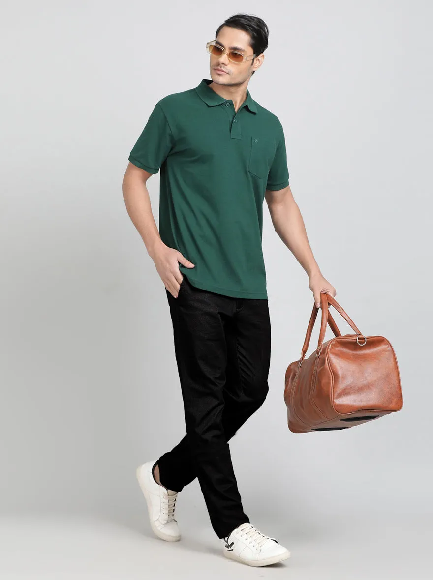 Green Solid REGULAR FIT Polo T-Shirt | Greenfibre