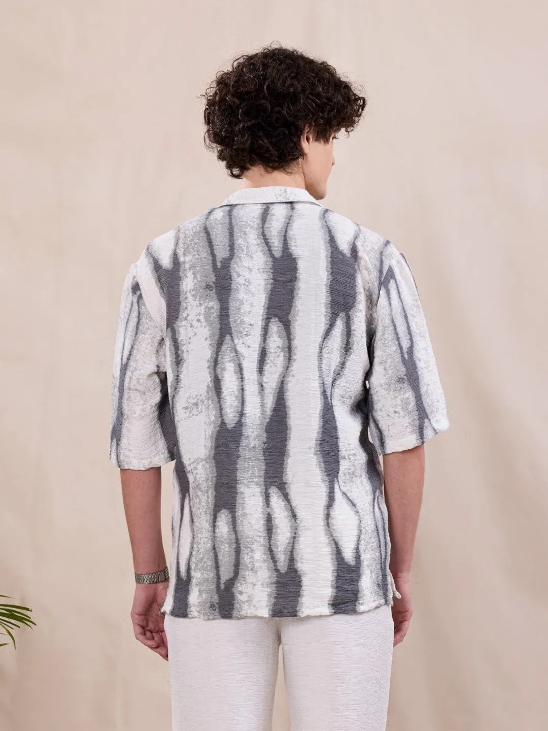 Grey Abstract Print Resort Shirt