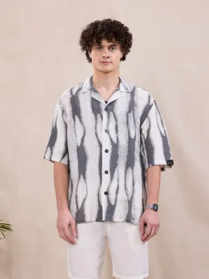 Grey Abstract Print Resort Shirt