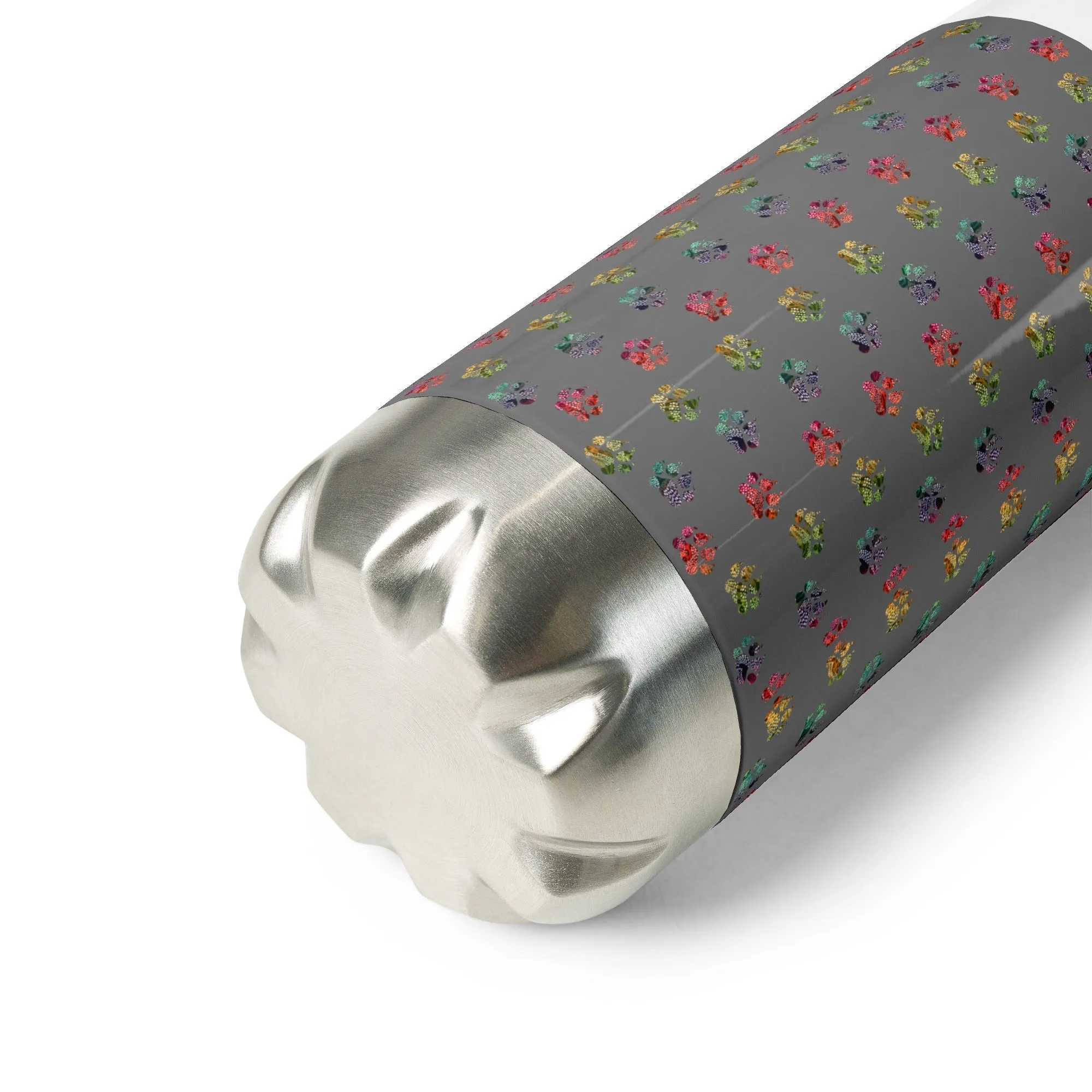 Grey Paw Prints Water Bottle
