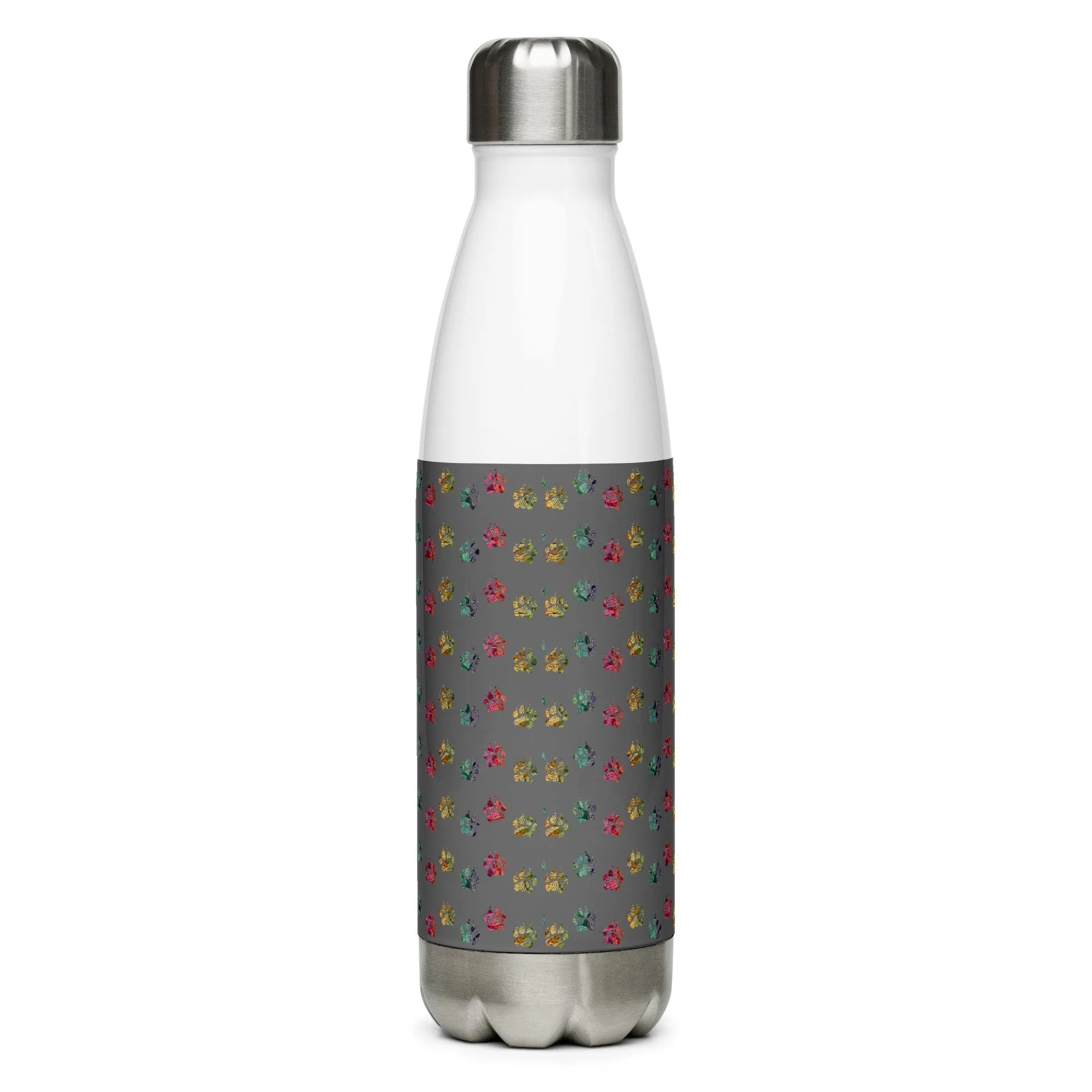 Grey Paw Prints Water Bottle