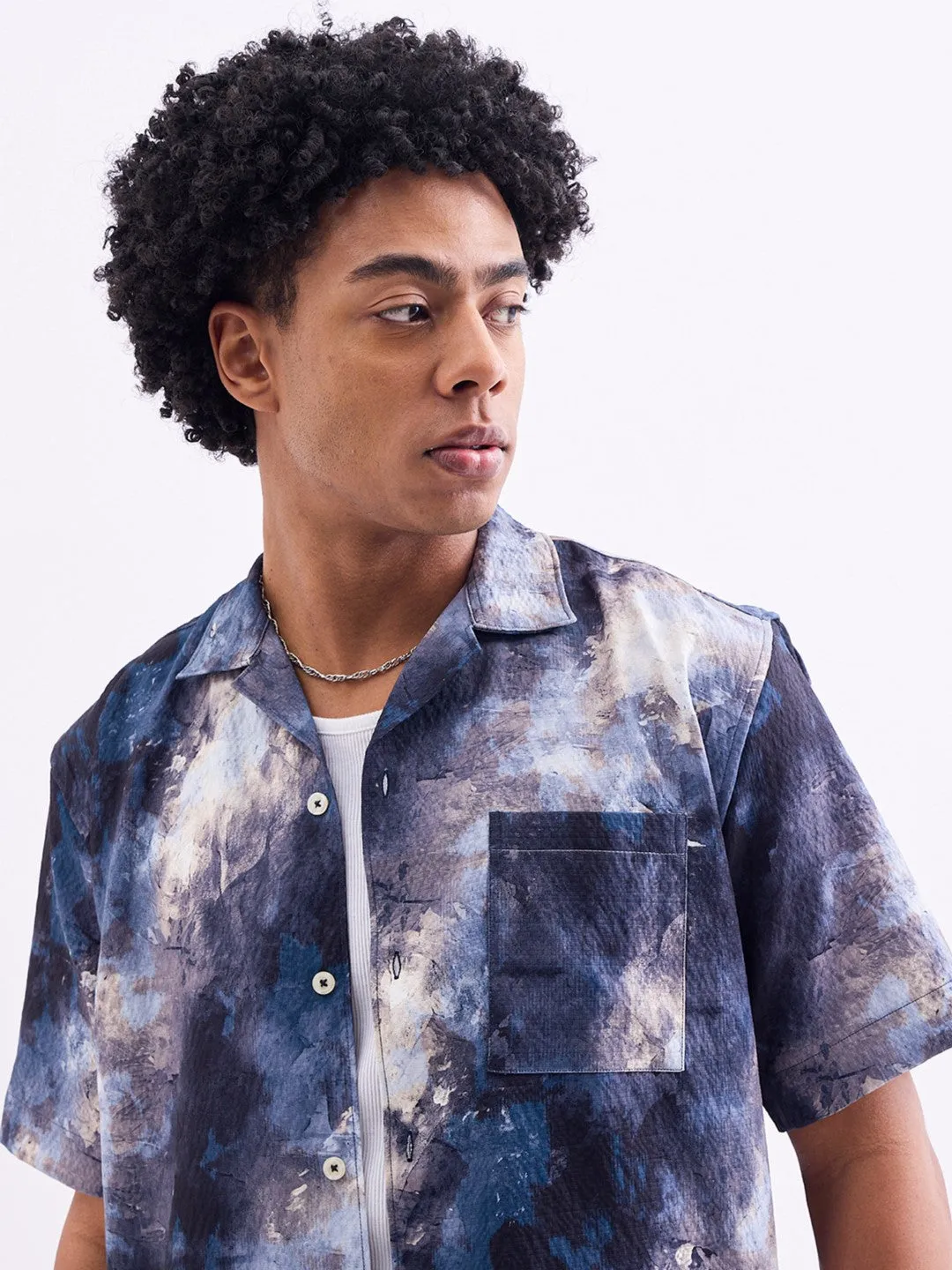 Grey Printed Resort Shirt
