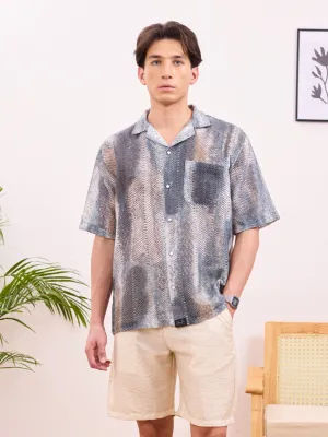 Grey Printed Resort Shirt