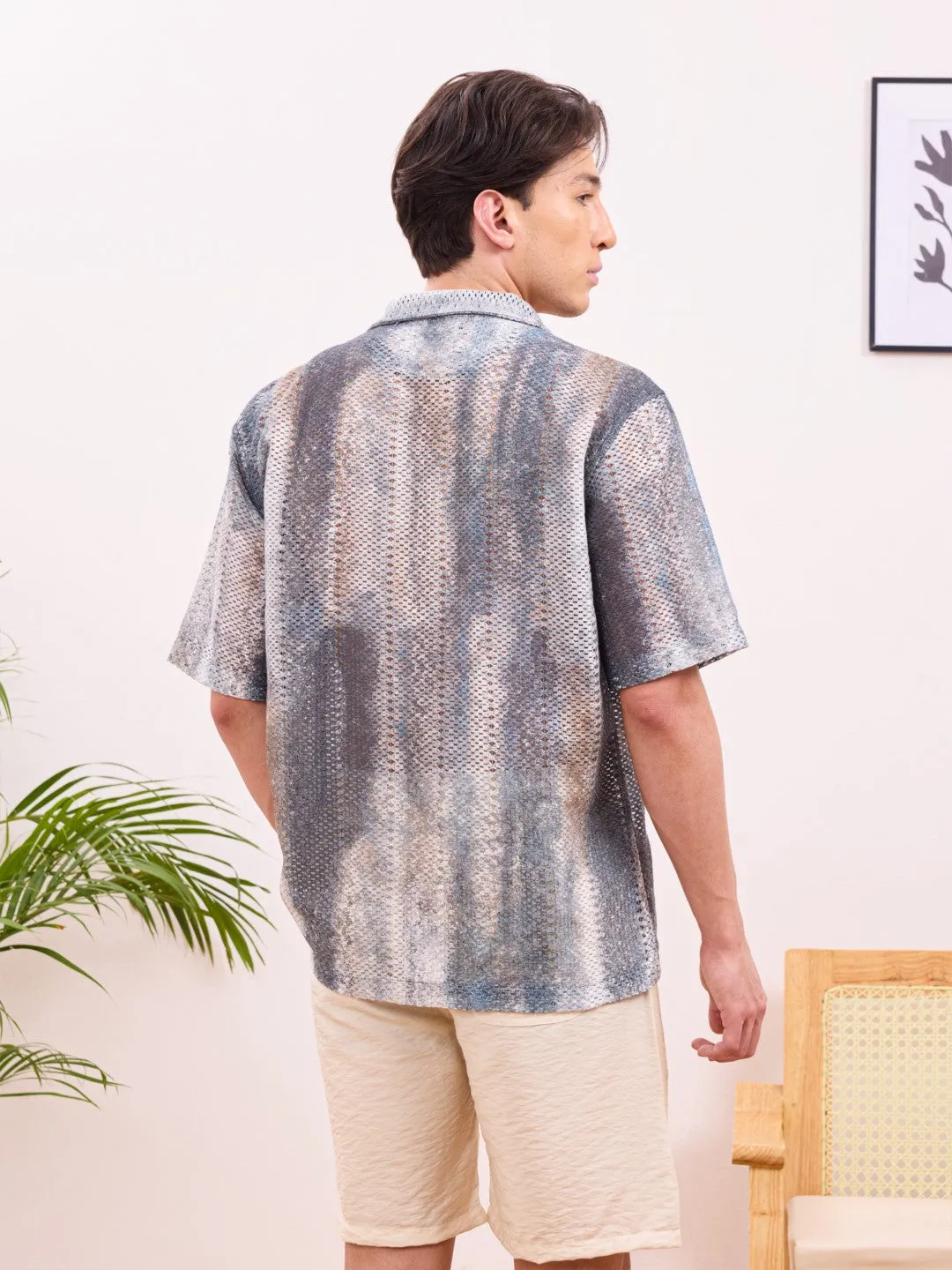 Grey Printed Resort Shirt