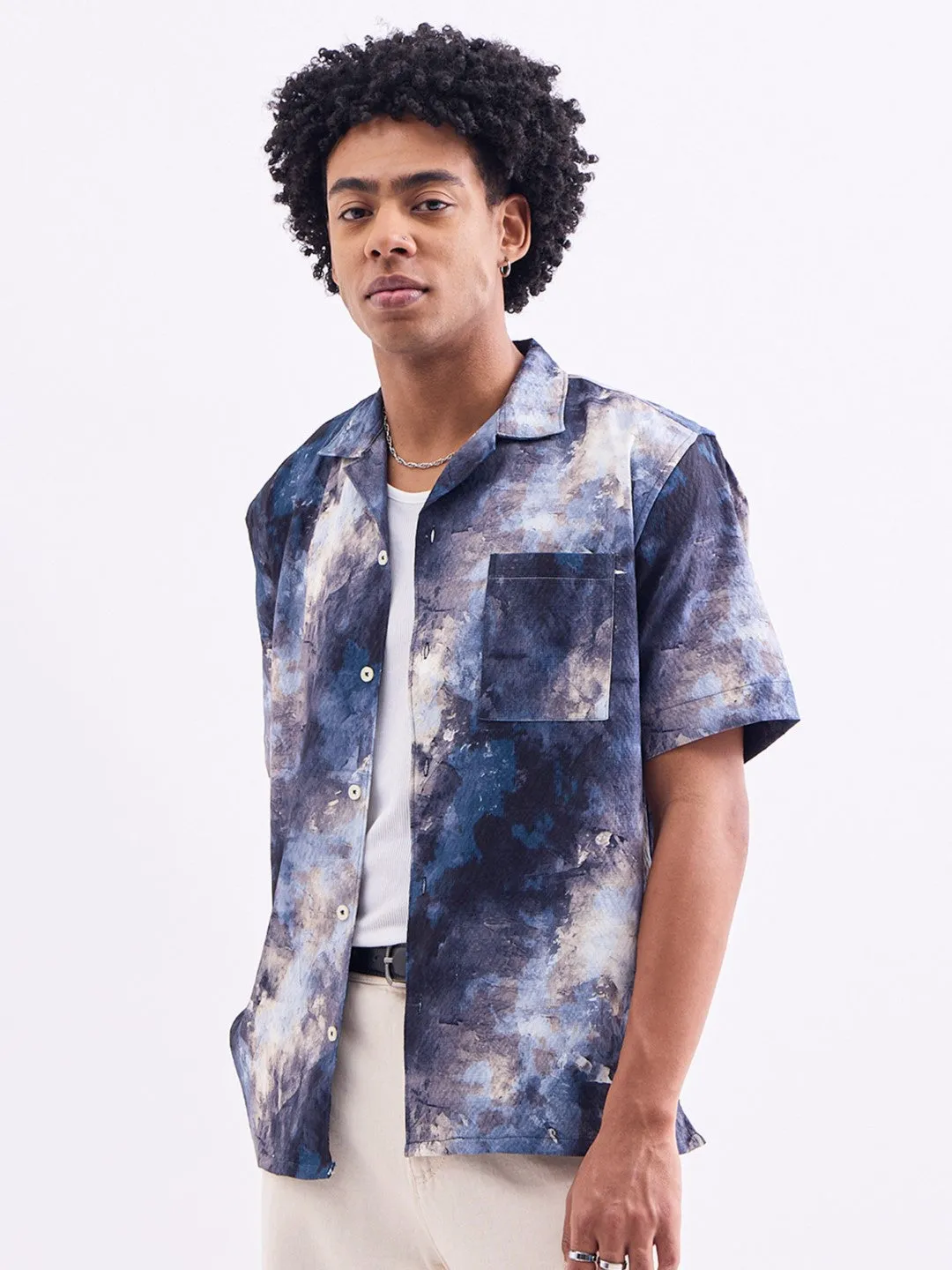 Grey Printed Resort Shirt