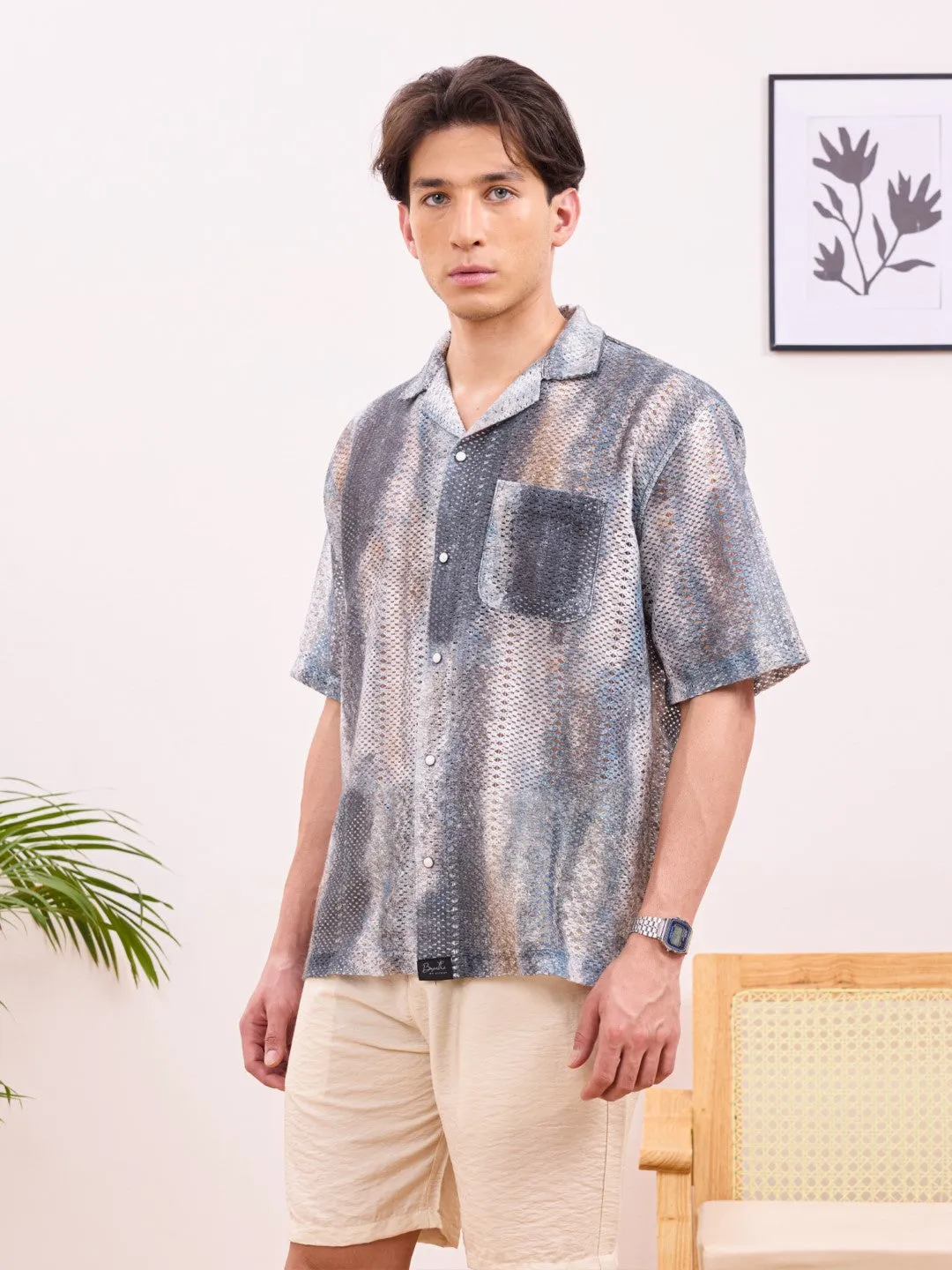 Grey Printed Resort Shirt