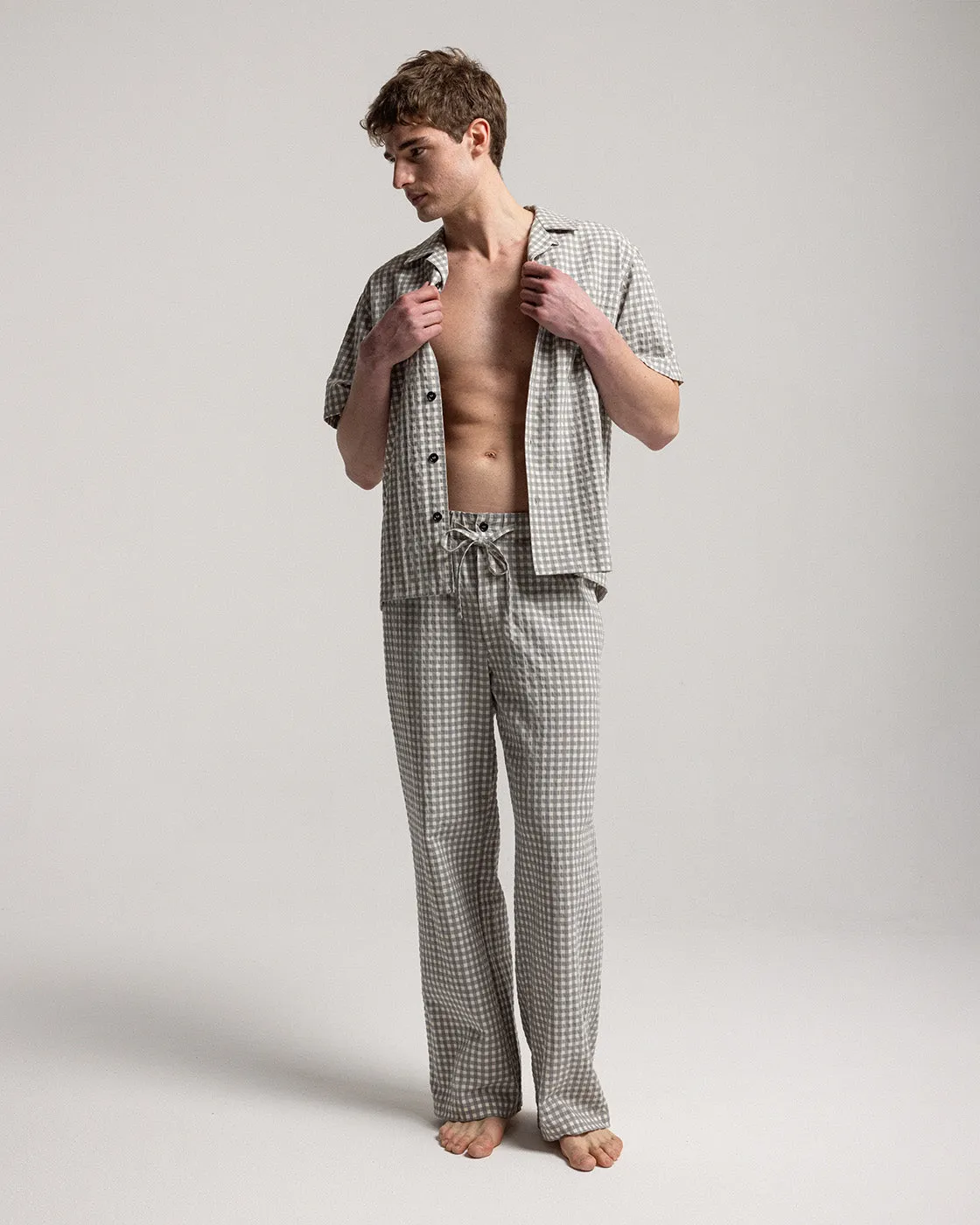 Grey Vichy Seersucker Shirt