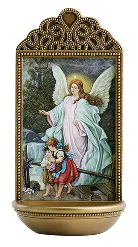 Guardian Angel Holy Water Font 6"