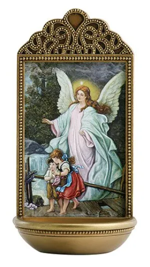 Guardian Angel Holy Water Font 6"