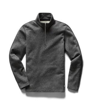 Half Zip Pullover Midweight Terry Marled Black