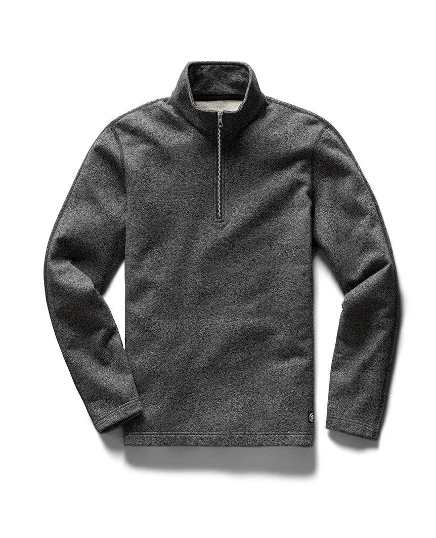 Half Zip Pullover Midweight Terry Marled Black