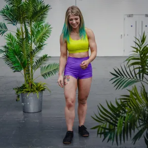 Halo Purple High Rise Roll Down Booty Shorts