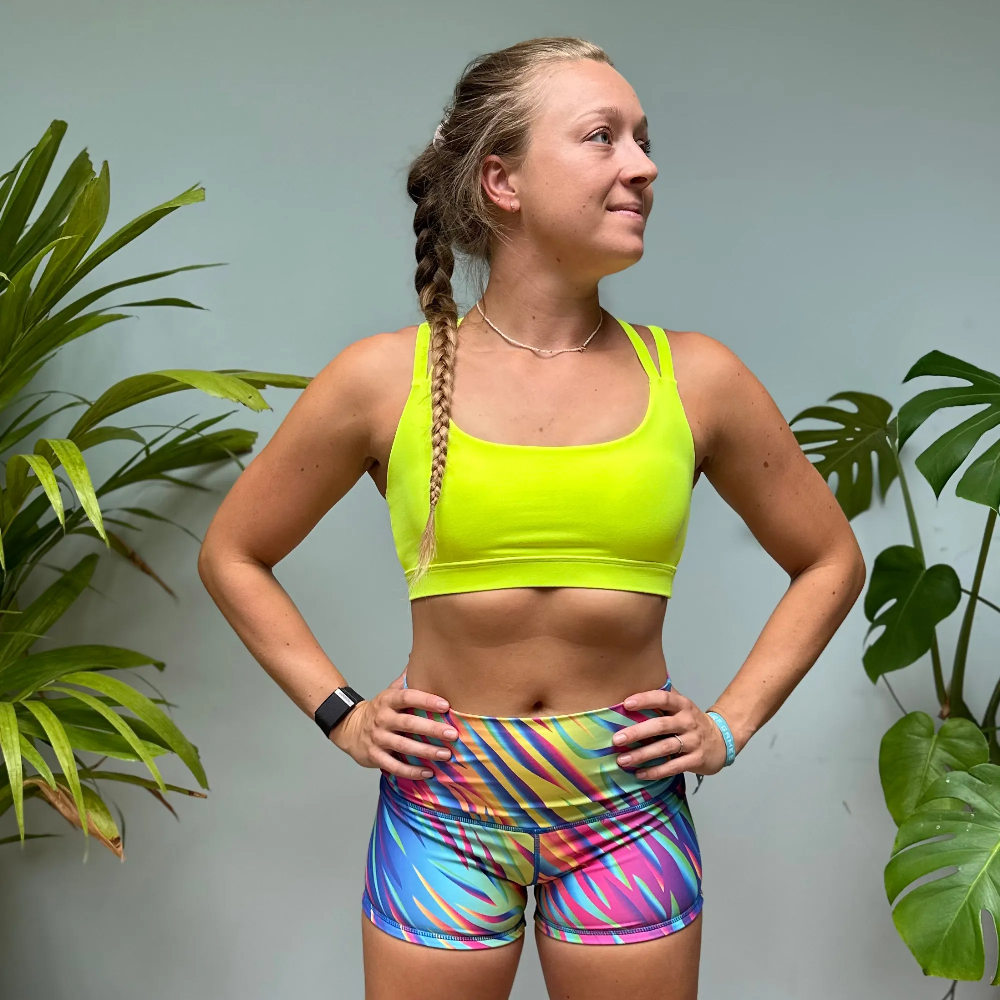 Halo Rainbow Zebra High Rise Roll Down Booty Shorts