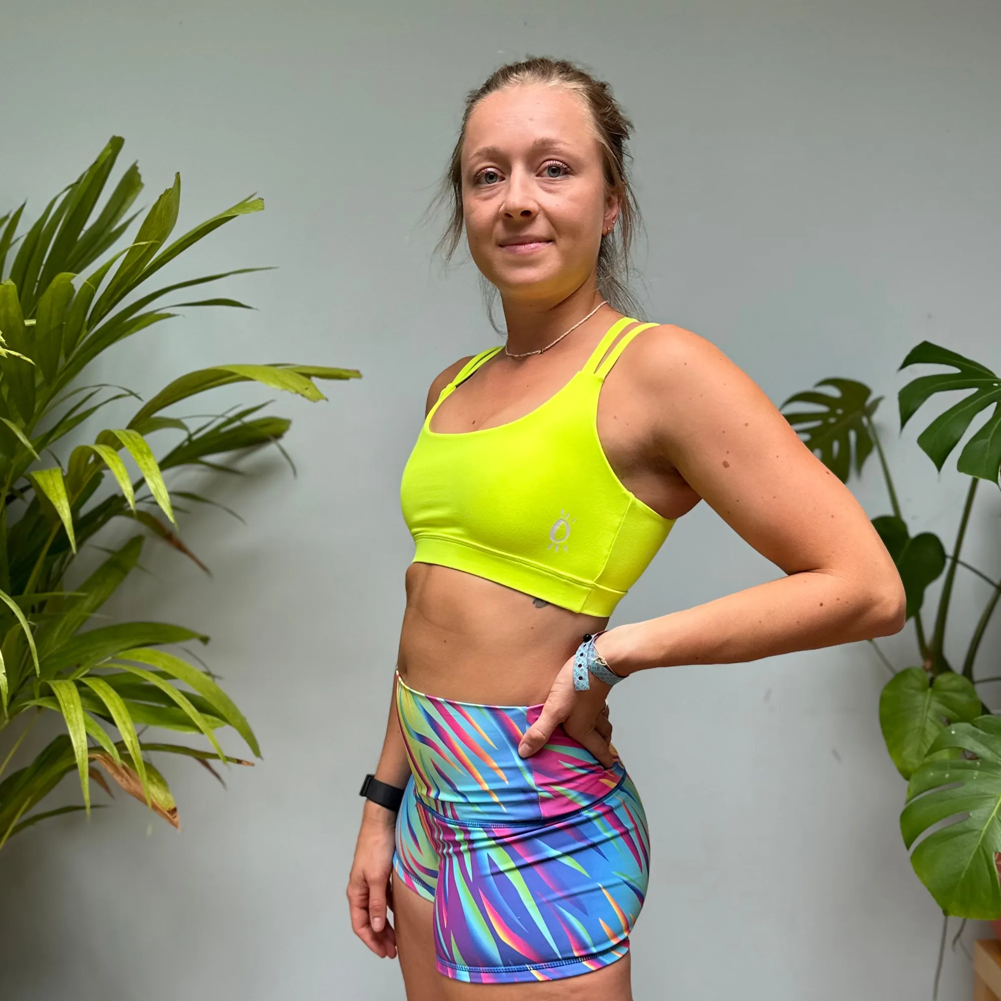 Halo Rainbow Zebra High Rise Roll Down Booty Shorts