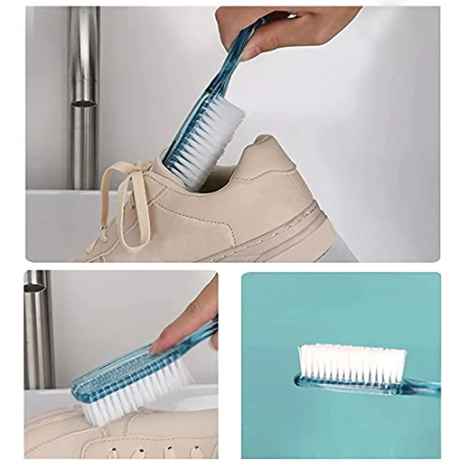 Handle Grip Nail Brush Cleaner Fingernail Scrub Brush Hand Cleaning Brushes Soft Stiff Bristles Scrubber Manicure Tools Kit for Nails and Toes,4 Pcs