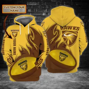 Hawthorn Hawks 1 - Personalized Name 3D Hoodie - Loop - Nt168 - Ct186