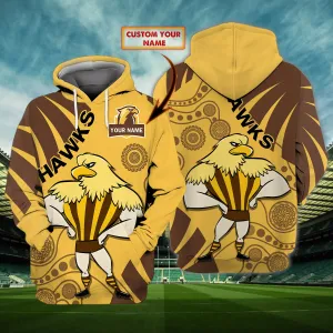 Hawthorn Hawks 2 - Personalized Name 3D Hoodie - Loop - Nt168 - Ct187