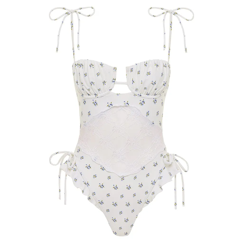 Heidi Floral Petal Variation One-Piece w/ Lace