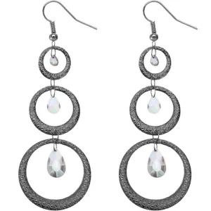 Hematite Long Triple Hoop Gemstone Earrings