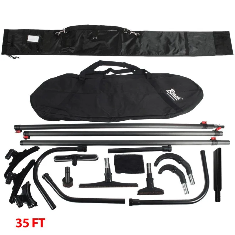 High Reach Vacuum Attachment Kit with 3 Carbon Fiber Poles & Carry Bag
