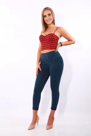 High waist Butt lifting Shaping jeans/Jeggings - Dark Blue