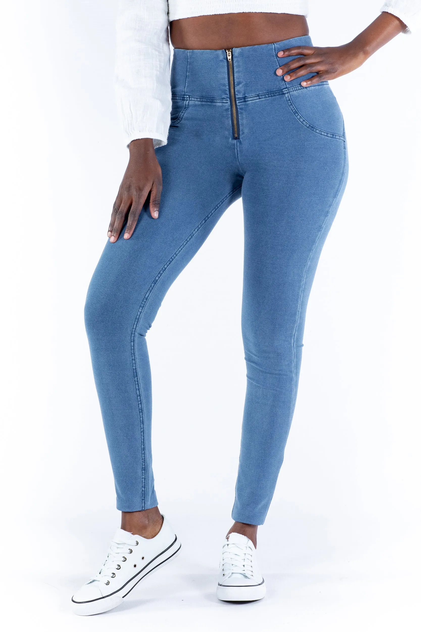 High waist Butt lifting Shaping jeans/Jeggings - Light blue