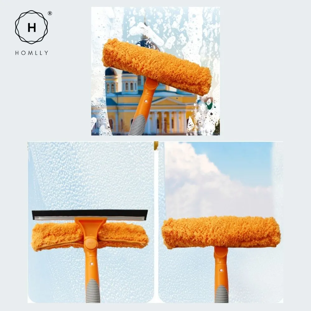 Homlly 2 in 1 rotatable window squeegee cleaner with telescopic extension pole