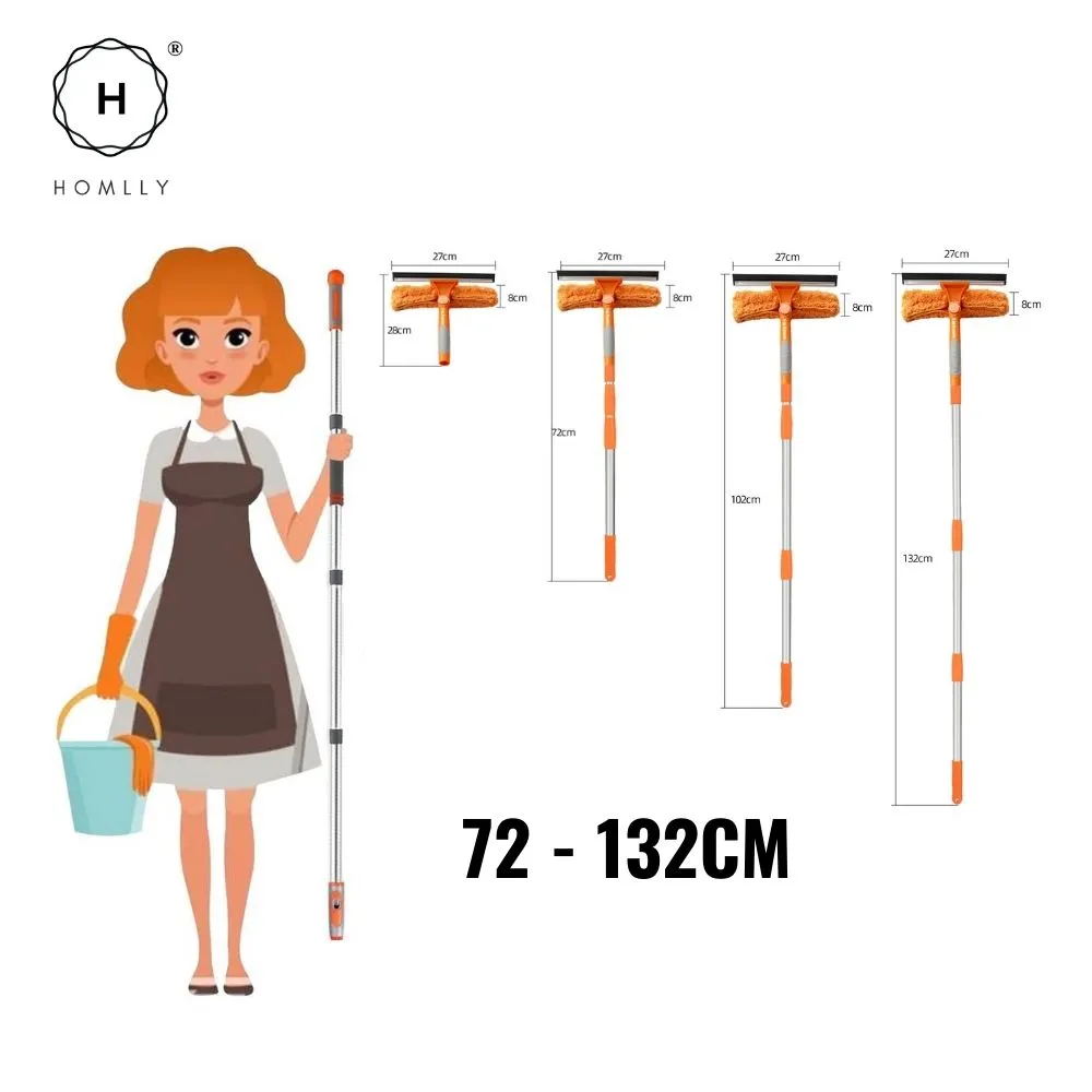 Homlly 2 in 1 rotatable window squeegee cleaner with telescopic extension pole